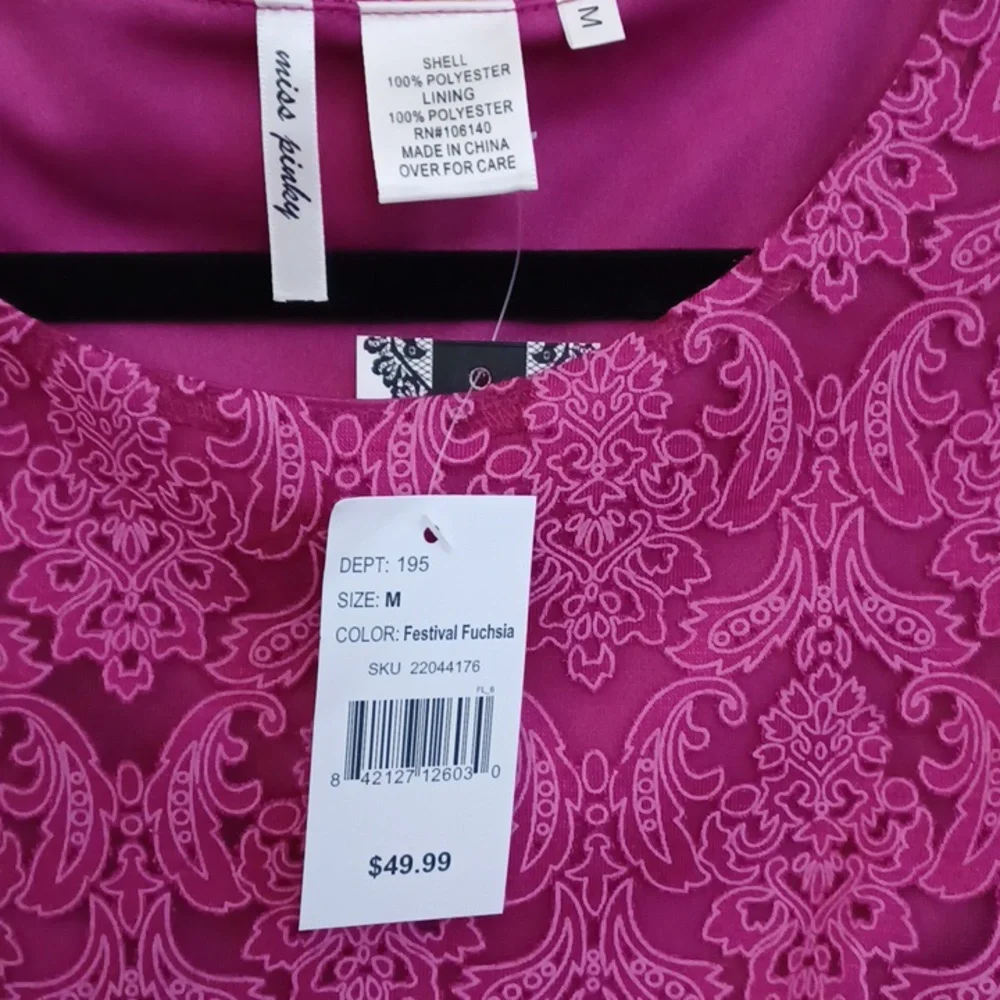 Festive Fuchsia Sleeveless Party Dress  Size M, NWT